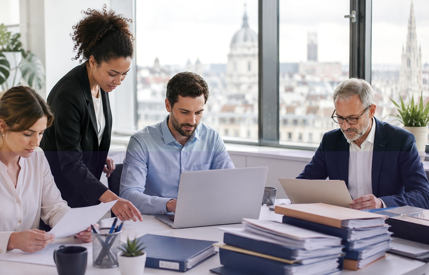 Documents et ordinateur en contexte professionnel